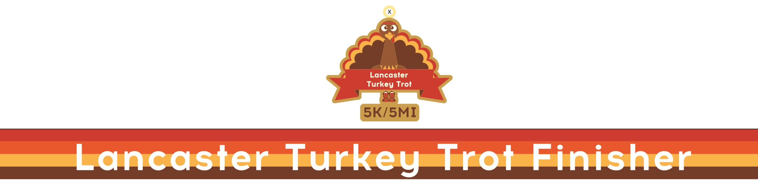 Lancaster Turkey Trot 5k, 5 mile and kids fun run Finishers Medal With Custom Satin Neck Ribbon